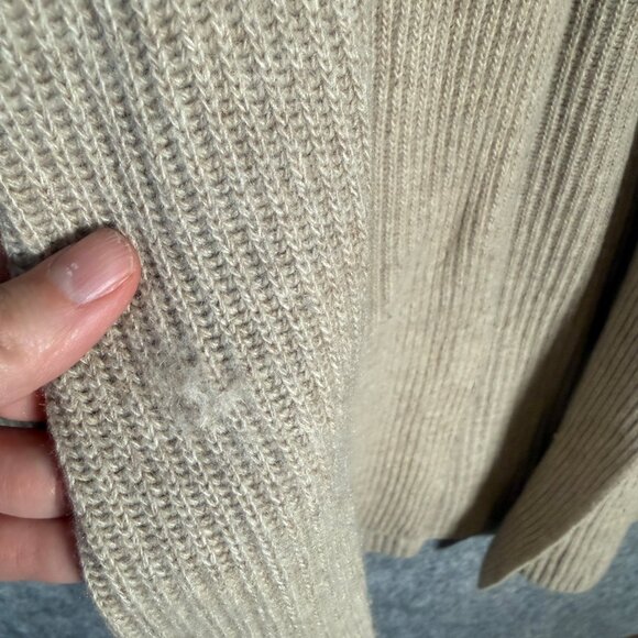 Riccardo Piacenza 100% Cashmere Cardigan Light Brown Chunky Ribbed Old Money M - Picture 4 of 11